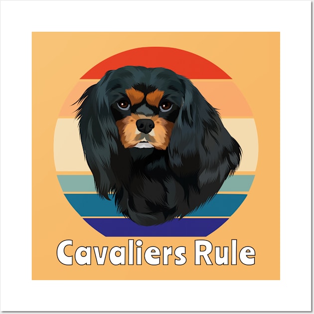 Retro Black and Tan Cavalier King Charles Spaniel Gifts Wall Art by Cavalier Gifts